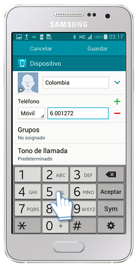 Galaxy A3 - ¿Cómo guardar un Contacto?