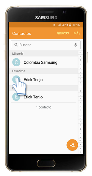 Galaxy A5 (2016) - ¿Cómo eliminar un contacto de favoritos?