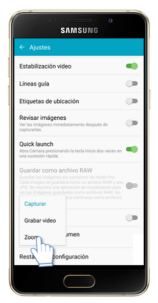 Galaxy A5 (2016) - ¿Cómo aplicar Zoom con botones de volumen a las fotografías?