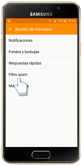 Galaxy A3 (2016) - ¿Cómo utilizar el filtro Spam?