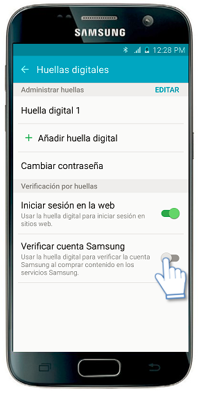 Galaxy S7-¿Cómo verificar una cuenta Samsung por huella dactilar?