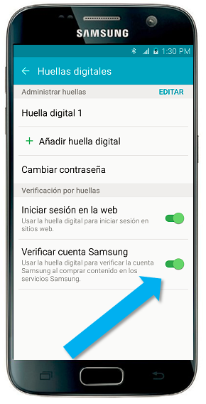 Galaxy S7-¿Cómo verificar una cuenta Samsung por huella dactilar?