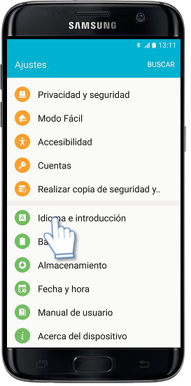 Samsung: Galaxy S7 Edge-¿Cómo cambiar el idioma del equipo?