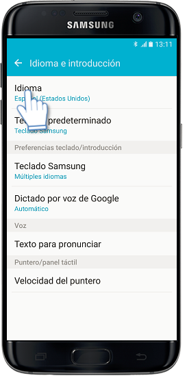 Samsung: Galaxy S7 Edge-¿Cómo cambiar el idioma del equipo?