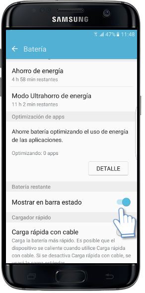 Galaxy S7 Edge-¿Cómo activar la carga rápida con cable?