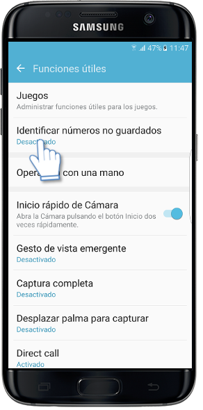 Galaxy S7 Edge-¿Cómo identificar números no guardados?