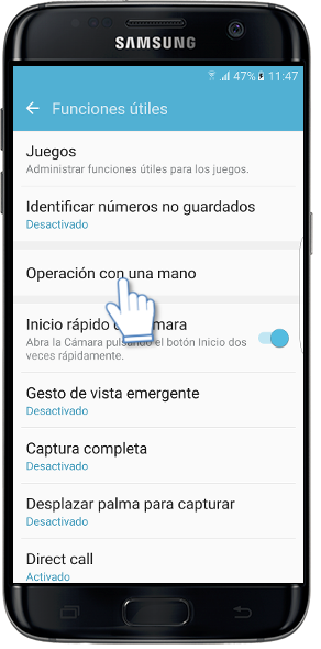 Galaxy S7 Edge-¿Cómo utilizar la operación con una mano?
