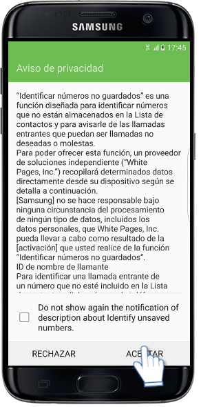 Galaxy S7 Edge-¿Cómo identificar números no guardados?