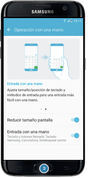 Galaxy S7 Edge-¿Cómo utilizar la operación con una mano?