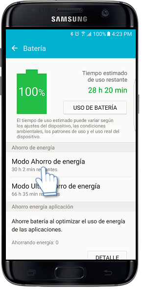 Galaxy S7 Edge-¿Cómo usar el modo ahorro?