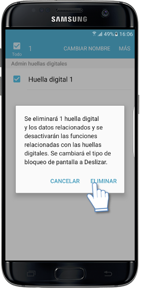 Galaxy S7 Edge-¿Cómo eliminar una huella digital?