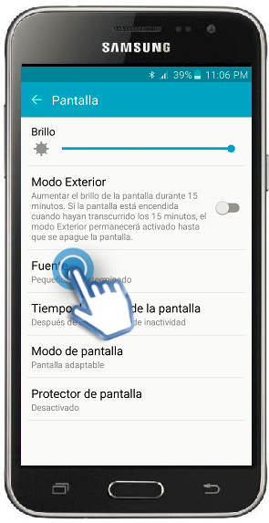 Galaxy J3 (2016) - ¿Cómo configurar el tipo y tamaño de la fuente?