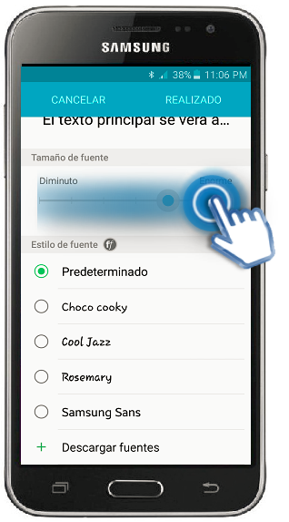 Galaxy J3 (2016) - ¿Cómo configurar el tipo y tamaño de la fuente?