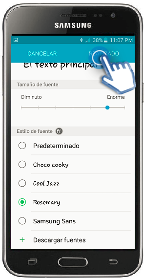 Galaxy J3 (2016) - ¿Cómo configurar el tipo y tamaño de la fuente?