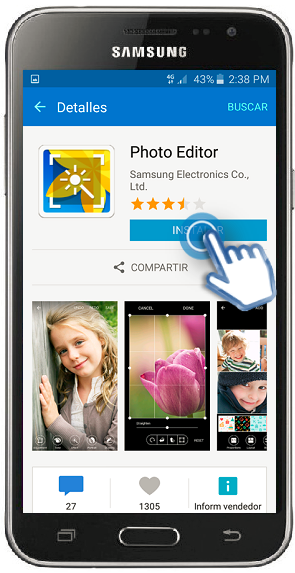 Galaxy J3 (2016) - ¿Cómo descargar e instalar el Editor de imágenes?