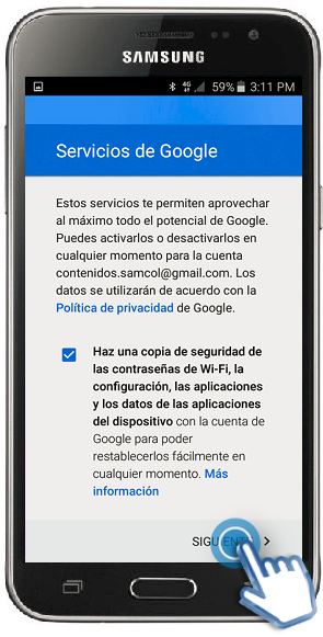 Galaxy J3 (2016) - ¿Cómo registrar una cuenta de Google?