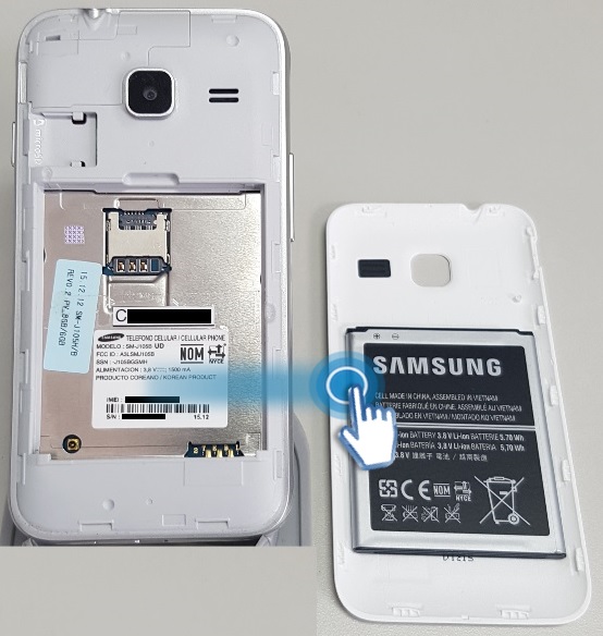 Galaxy J1 Mini - ¿Cómo instalar la tarjeta SIM?