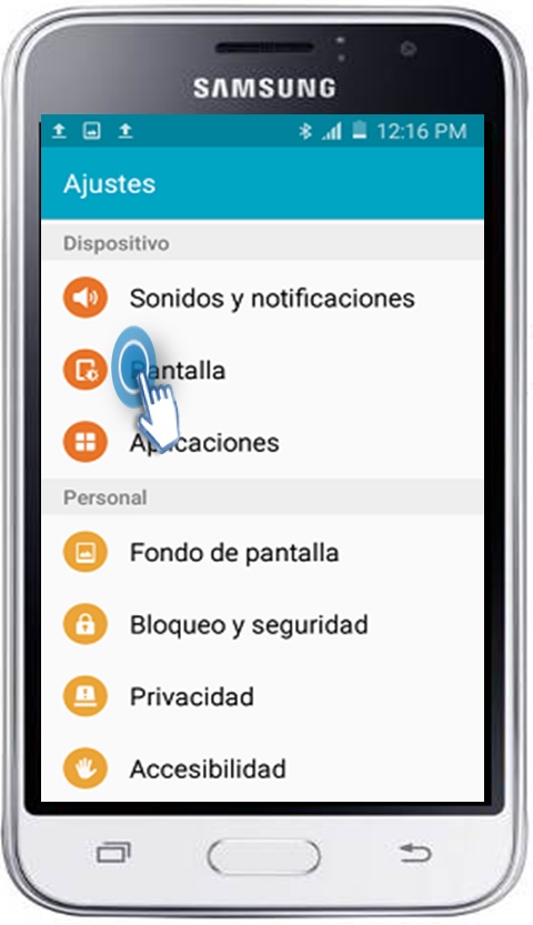 Galaxy J1 Mini - ¿Cómo ajustar tiempo de espera en la pantalla?