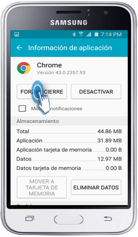 Galaxy J1 Mini - ¿Cómo Cerrar o detener una aplicación?