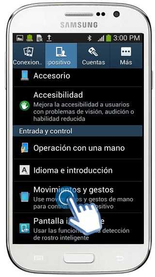 Galaxy Grand Neo - ¿Cómo activar la función de Movimientos y gestos?