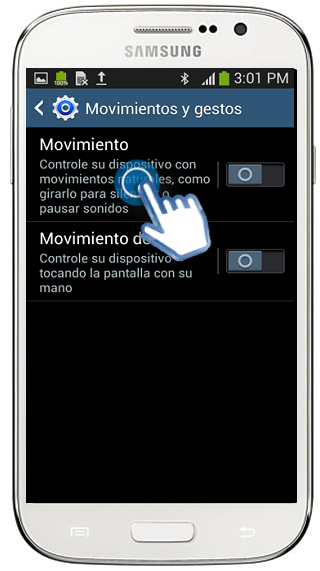 Galaxy Grand Neo - ¿Cómo activar la función de Movimientos y gestos?