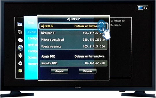 Smart TV J5200A Serie 5-¿Cómo configurar una dirección IP y demás datos de forma manual?