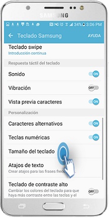 Galaxy J5 (2016) - ¿Cómo ajustar el tamaño del teclado?