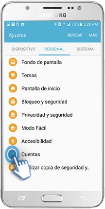 Galaxy J5 (2015) - ¿Cómo sincronizar una cuenta?