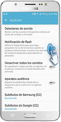 Galaxy J5 (2016) - ¿Cómo desactivar notificaciones Flash?