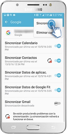 Galaxy J5 (2015) - ¿Cómo sincronizar una cuenta?