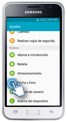 Galaxy J1 Prime: ¿Cómo ajustar la fecha?