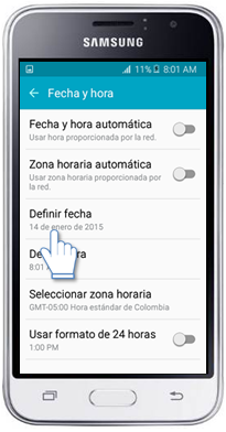 Galaxy J1 Prime: ¿Cómo ajustar la fecha?