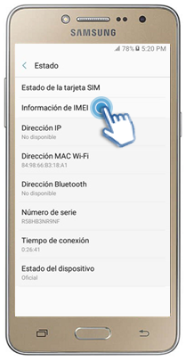 Galaxy J2 Prime - ¿Cómo verificar el código IMEI y serial?