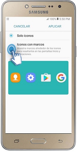 Galaxy J2 Prime - ¿Cómo cambiar marcos de iconos?