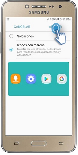 Galaxy J2 Prime - ¿Cómo cambiar marcos de iconos?