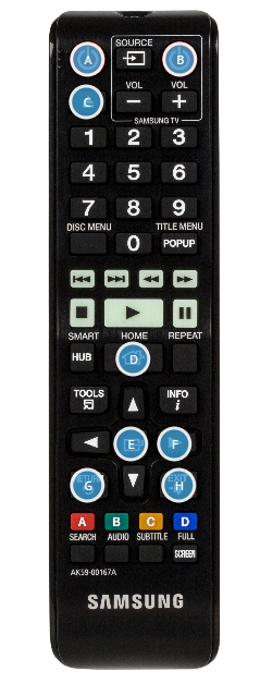 Blu-Ray BD-H5500 - Especificaciones del Control remoto