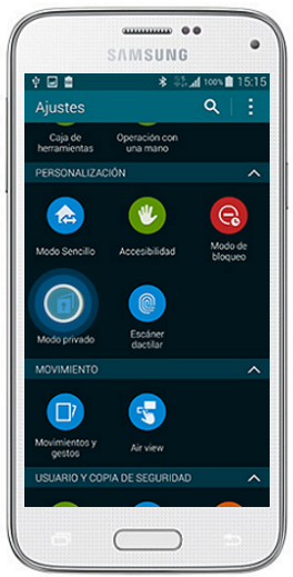Galaxy S5 Mini - ¿Cómo configurar el Modo Privado?