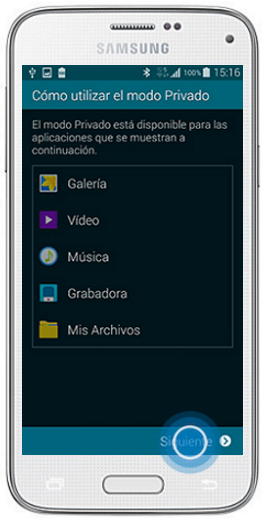 Galaxy S5 Mini - ¿Cómo configurar el Modo Privado?