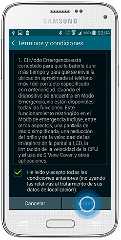 Galaxy S5 Mini - ¿Cómo desactivar el modo de Emergencia?