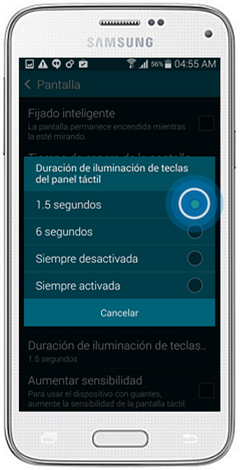 Galaxy S5 Mini - ¿Cómo configuro la iluminación de los botones táctiles?