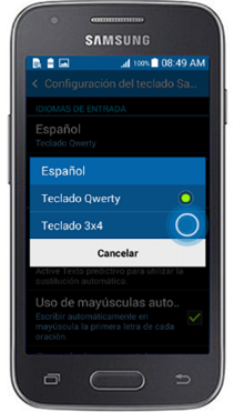 Galaxy Ace4 - ¿Cómo cambiar el diseño del teclado a 3x4?