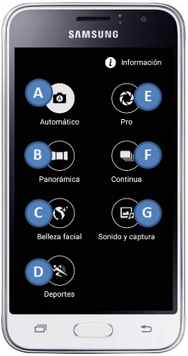 Galaxy J1 Mini (2016) - Modos de la cámara trasera