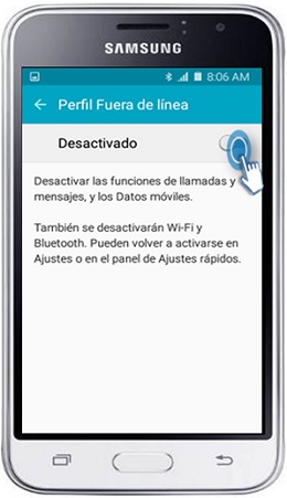 Galaxy J1 Mini - ¿Como activar la función Perfil fuera de línea?