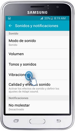Galaxy J1 Mini - ¿Cómo configurar el patrón de vibración personalizado?