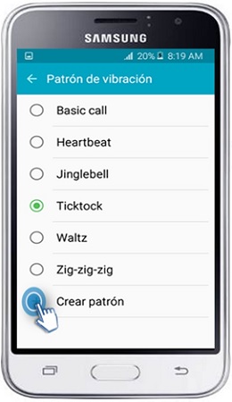 Galaxy J1 Mini - ¿Cómo configurar el patrón de vibración personalizado?