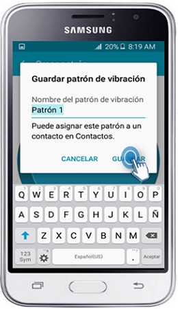 Galaxy J1 Mini - ¿Cómo configurar el patrón de vibración personalizado?