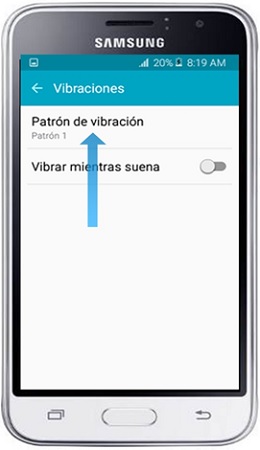 Galaxy J1 Mini - ¿Cómo configurar el patrón de vibración personalizado?