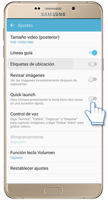 Galaxy A9 - ¿Cómo activar inicio rápido de cámara?