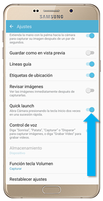 Galaxy A9 - ¿Cómo activar inicio rápido de cámara?