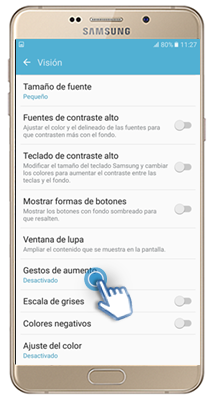 Galaxy A9 - ¿Cómo activar la función gestos de aumento?